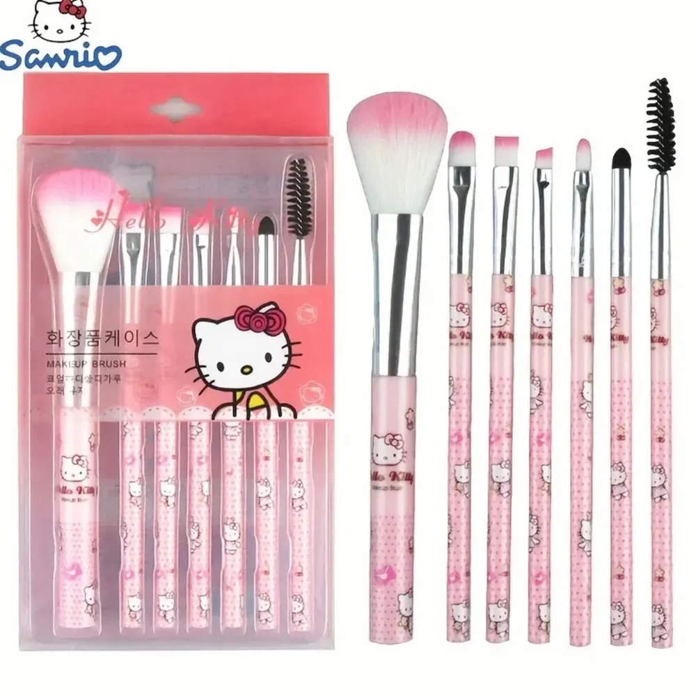 Hello Kitty All-In-One 7pc Makeup Brush Set | Blush, Brow Lip & Eye SANRIO NEW
